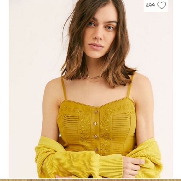 FREE PEOPLE | Fixed on a Feeling Embroidered Green Crop Top Women’s Size X-Large - Picture 12 of 12